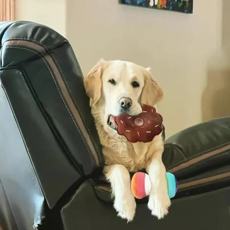 A 7-piece set of puppy sound toys, loose plush pet chewing, plush fruit snacks and vegetable puppy toys, suitable for pet play