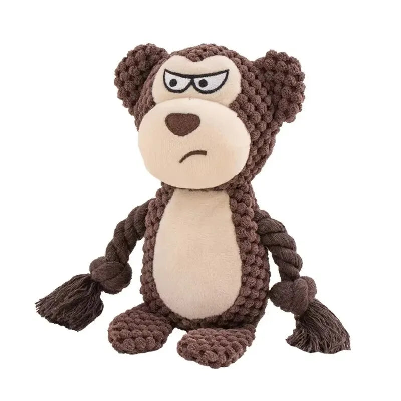 Cute Animal Rope Dog Toy Cute Plush Puppy Chew Pet Squeak Knot Toy Cartoon Rabbit Monkey