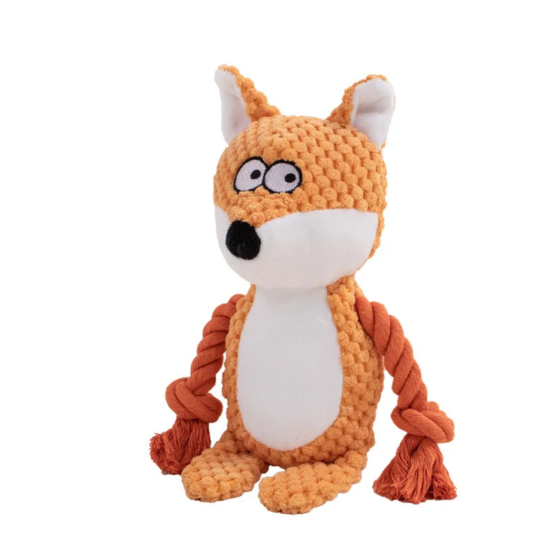 Cute Animal Rope Dog Toy Cute Plush Puppy Chew Pet Squeak Knot Toy Cartoon Rabbit Monkey