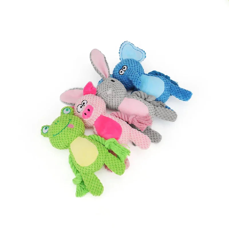 Cute Animal Rope Dog Toy Cute Plush Puppy Chew Pet Squeak Knot Toy Cartoon Rabbit Monkey