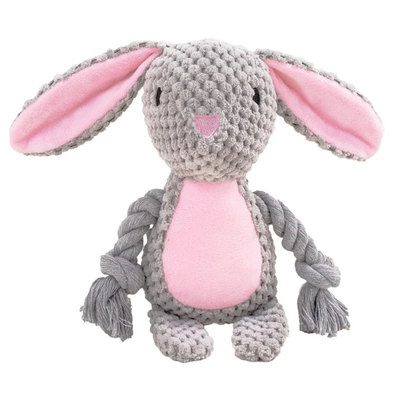 Cute Animal Rope Dog Toy Cute Plush Puppy Chew Pet Squeak Knot Toy Cartoon Rabbit Monkey