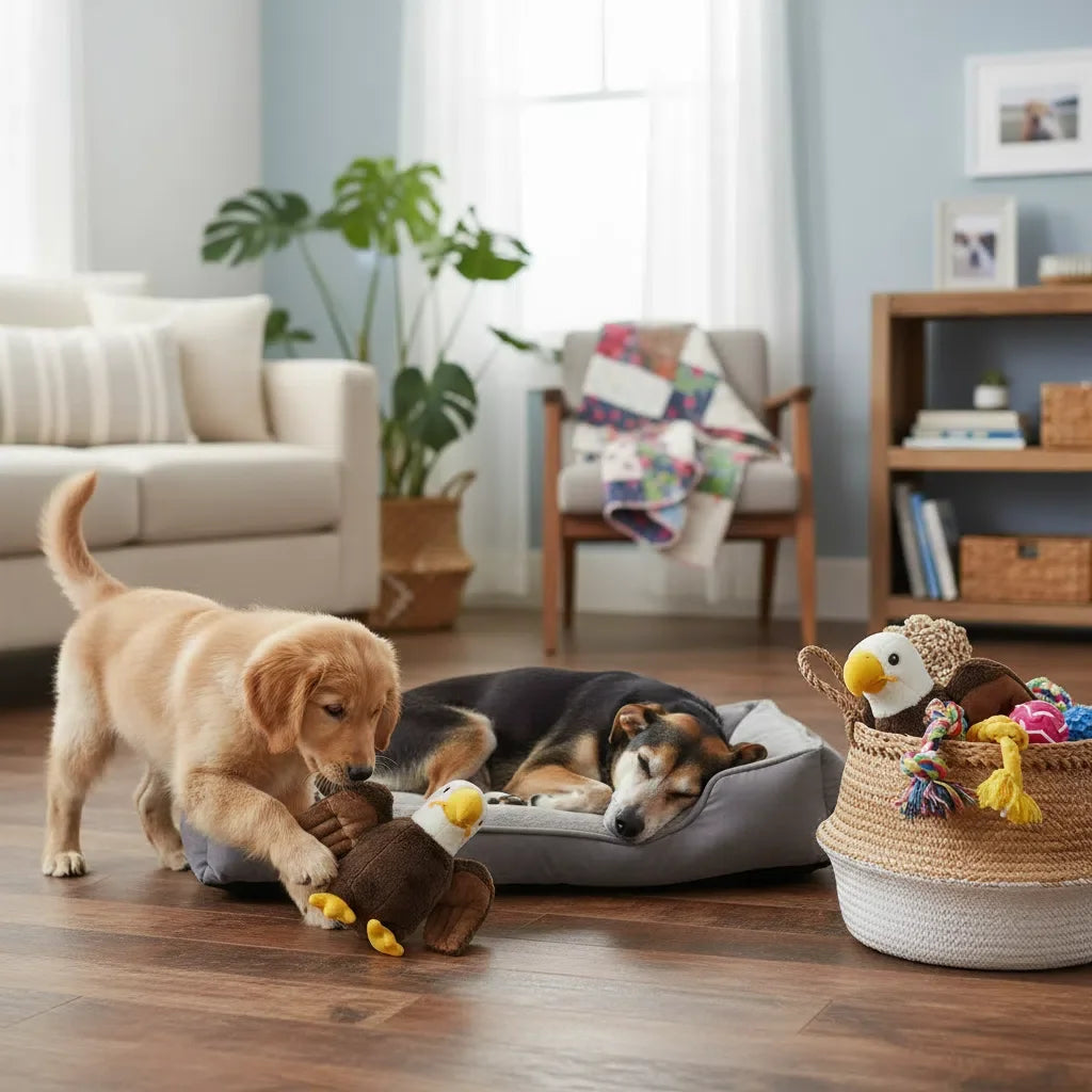 Large Bald Eagle Dog Toys Resistant Indestructible Plush Big Sound Dog Toy With Squeaker Small Raw Dogs Chew Puppy Pet Supplies