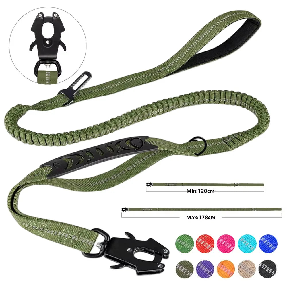 Adjustable Pet Leash For Big Dogs Bungee Tactical Heavy Duty Dog Leash Straps Reflective Car Seatbelt Dog Collor Dog Accessories